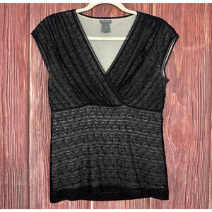 Y2K 2000s Ann Taylor Black Top Whimsigoth Lace Mesh Dark Fairy Size Small S